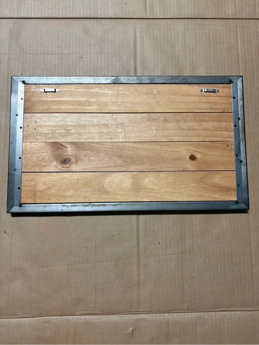 Rustic Brown Wood and Silver Frame Wall Organizer with Three Clips